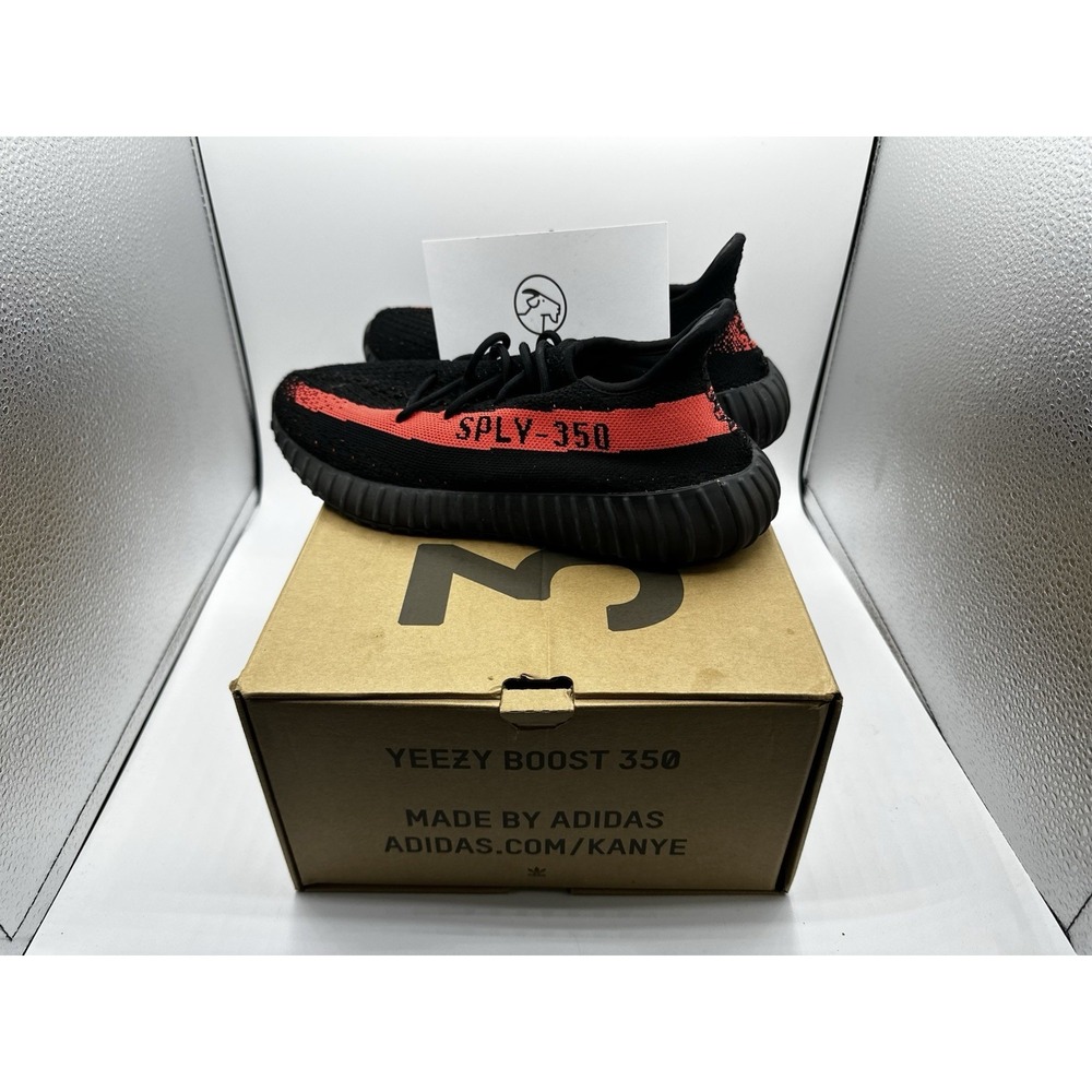2016 Adidas Yeezy Boost‎ 350 V2 Red Mens 9 Black Red Stripe BY9612 Authenticated